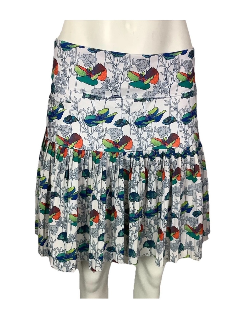 GG Blue Luxe Sz XL Pleated Floral Print Golf Pickleball Tennis Athletic Skort